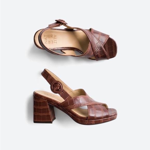 Naturalizer Shoes - Naturalizer Renly Crocco Brown Slingback 3” Heel Size 9.5